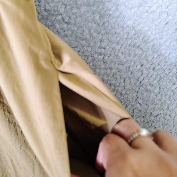 Abercrombie & Fitch Maxi Dress Women's XL Tan Elastic Waist Short Sleeve Utility - Picture 8 of 12